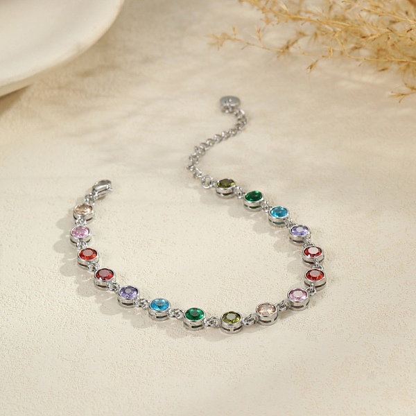 Bracelets de tennis en acier inoxydable 304 sertis de zirconiums cubiques colorés pour femmes