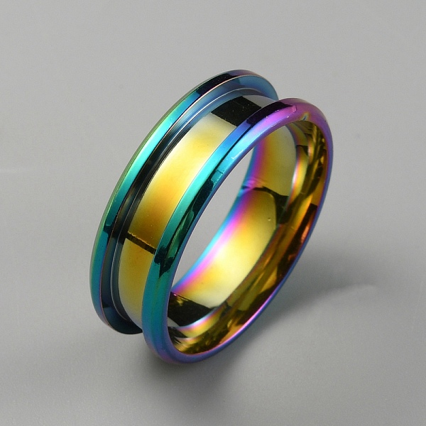 

PandaHall 304 Stainless Steel Grooved Finger Ring Settings, Ring Core Blank, for Inlay Ring Jewelry Making, Rainbow Color, US Size 11 3/4...