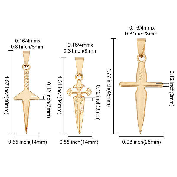 Unicraftale 6pcs 3 Stile 304 Edelstahlanhänger