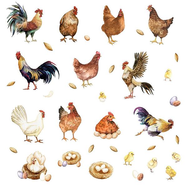 PandaHall SUPERDANT 35 Pieces Farm Chicken Wall Decals Stickers Roosters Hen Decorations Bedroom Self-Adhesive Vinyl Art Home Dining Room...