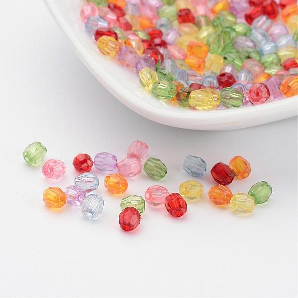 PandaHall Mixed Color Transparent Acrylic Faceted Round Beads, about 4mm in diameter, hole:1mm Acrylic Round Multicolor