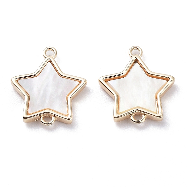 

PandaHall Natural Shell Connector Charms, Star Links with Rack Plating Brass Findings, Long-Lasting Plated, Real 18K Gold Plated...