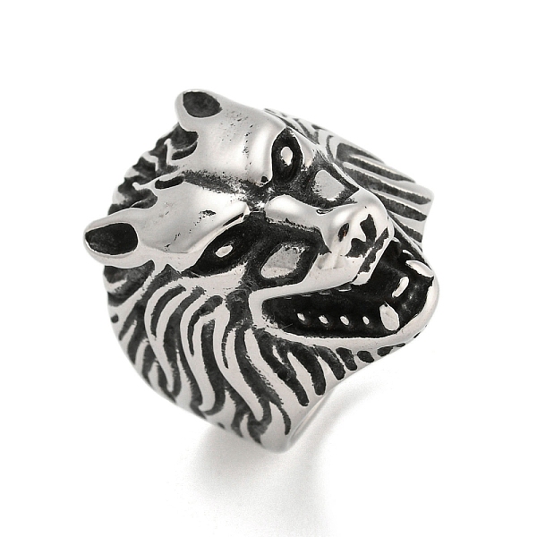 

PandaHall 304 Stainless Steel Ring, Lion, Inner Diameter: 19mm 304 Stainless Steel Lion