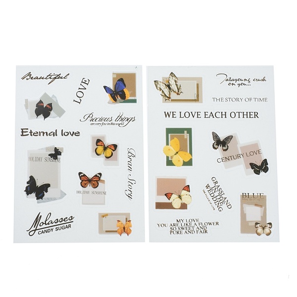 

PandaHall Waterproof Plastic Decorations Stickers, for DIY Handmade Scrapbook Photo Albums, Butterfly Pattern, 15x10.5x0.02cm, 2sheet/set...