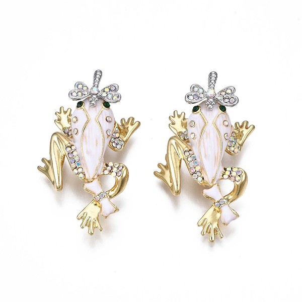 

PandaHall Frog Enamel Pin with Rhinestone, 3D Animal Alloy Brooch for Backpack Clothes, Nickel Free & Lead Free, Light Golden, Creamy White..., Clear