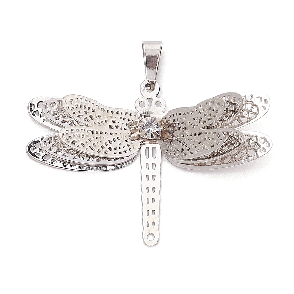 

PandaHall Brass Rhinestone Pendants, Filigree Charms, Platinum, Dragonfly, 28.5x35x8.5mm, Hole: 6x3mm Brass+Rhinestone Dragonfly