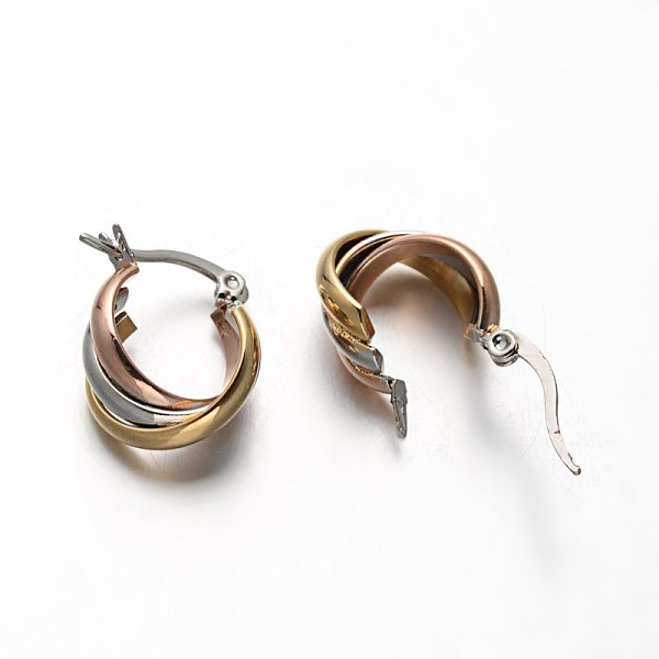 

PandaHall Oval 304 Stainless Steel Multi-Layered Hoop Earrings, Hypoallergenic Earrings, Mixed Color, 20x15mm, Pin: 0.7x1mm 304 Stainless...