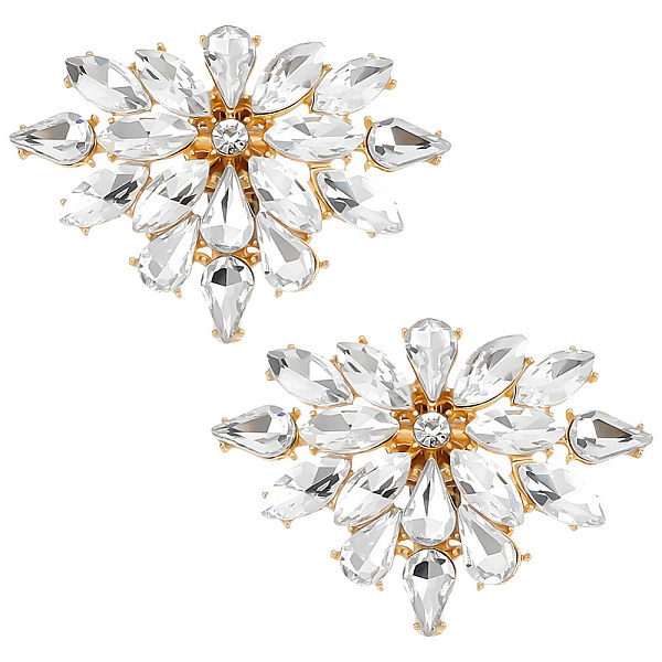 

PandaHall 2Pcs Alloy Crystal Rhinestone Shoe Buckle Clips, with Iron Clips, Flower Shoe Decoration, Golden, 46.5x66x12mm Alloy+Rhinestone...