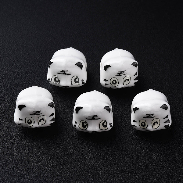

PandaHall Handmade Porcelain Beads, Famille Rose Style, Tiger, White, about 12x10.5x11mm, Hole: 1.8mm Porcelain Tiger White