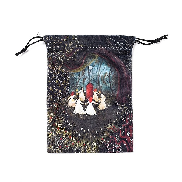 

PandaHall Velvet Tarot Cards Storage Drawstring Bags, Tarot Desk Storage Holder, Black, Rectangle, Human Pattern, 18x13cm Velvet Human Black