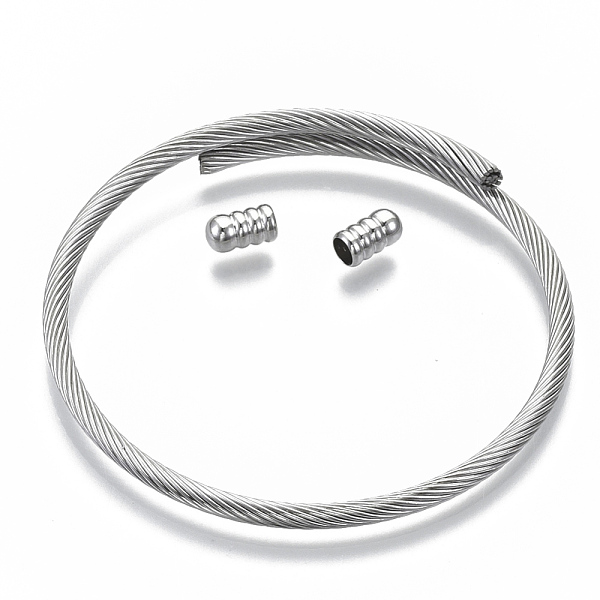 

PandaHall Alloy Cuff Bangles Making, Torque Bangles, with Removable End Caps, Platinum, 3mm, Inner Diameter: 2-1/8 inch(5.4cm), End Cap...