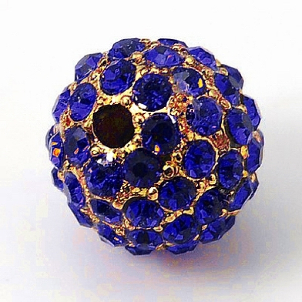 

PandaHall Alloy Rhinestone Beads, Grade A, Round, Golden Metal Color, Sapphire, 10mm Alloy+Rhinestone Round Blue
