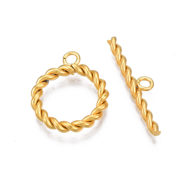 

PandaHall 201 Stainless Steel Toggle Clasps, Ring, Golden, Ring: 18x15x2.5mm, Hole: 1.8mm, Inner Diameter: 11mm, Bar: 23m5m2, Hole: 1.8mm...