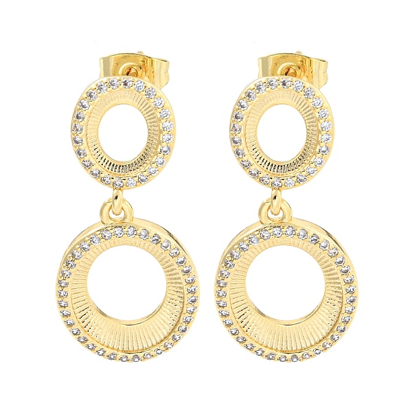 

PandaHall Oval Brass Pave Clear Cubic Zirconia Dangle Earrings, Real 16K Gold Plated, 31.5x14mm Brass Oval Clear