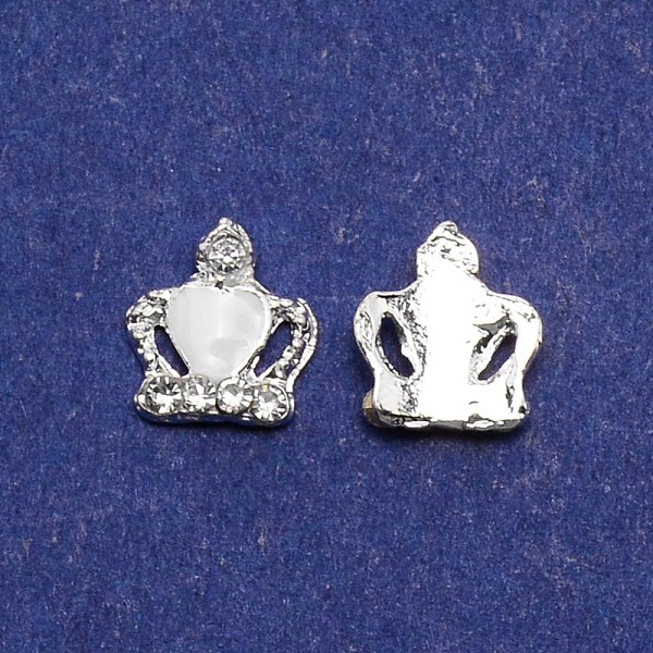 

PandaHall Crown Alloy Enamel Nail Art Cabochons, with Rhinestone, Nail Art Charms for Women DIY Manicures Decoration Accessories, White...