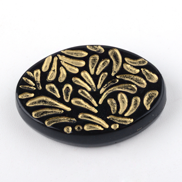 

PandaHall Oval Plating Acrylic Beads, Golden Metal Enlaced, Black, 28x20x5.5mm, Hole: 1.5mm Acrylic Oval Black
