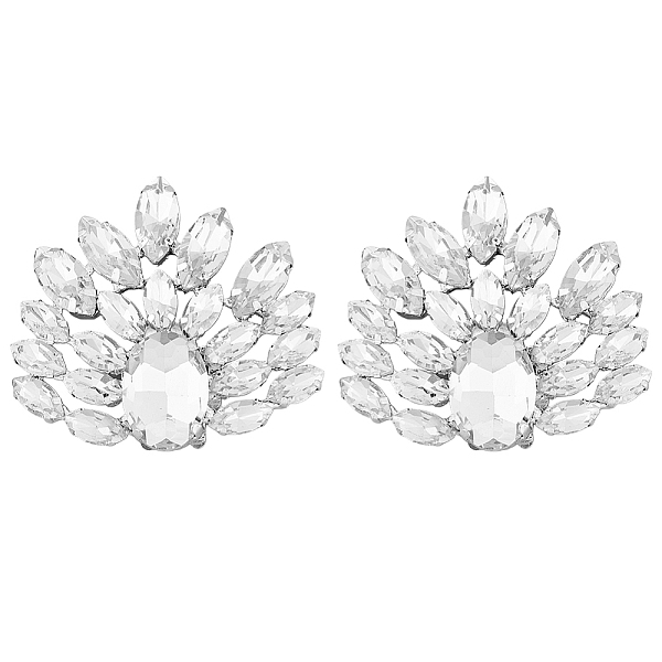 

PandaHall HOBBIESAY 1 Pair Detachable Flower Shoe Decoration, with Iron Buckle Clip, Crystal Glass Rhinestone, Platinum, 44x47x12mm Iron...