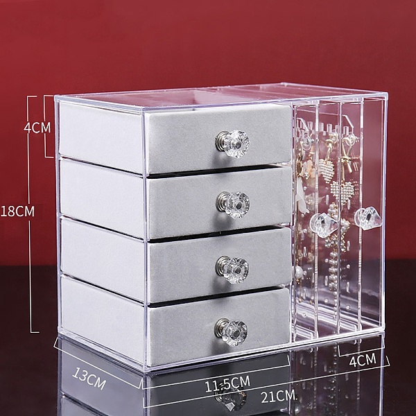 

PandaHall Rectangle 2 Vertical Drawers Transparent Plastic Jewelry Organizer Case, Hanging Jewelry Box with 4 Velvet Drawers, for Earring...