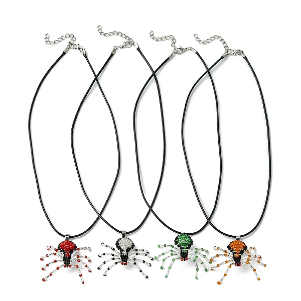 

PandaHall Braided Glass Seed Bead Spider Pendant Necklaces, Waxed Cotton Cord Necklaces for Women, Mixed Color, 19.69 inch(50cm) Seed Beads..., Multicolor