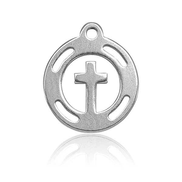 

PandaHall 304 Stainless Steel Charms, Flat Round with Cross, Stainless Steel Color, 11.5x10x1mm, Hole: 1mm 304 Stainless Steel Cross