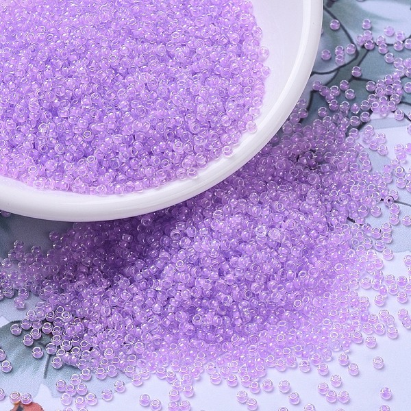 

PandaHall MIYUKI Round Rocailles Beads, Japanese Seed Beads, 11/0, (RR222) Orchid Lined Crystal, 11/0, 2x1.3mm, Hole: 0.8mm, about..., Purple