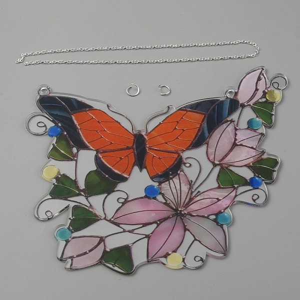 

PandaHall Acrylic Hanging Wall Decorations, with Iron Chain & Jump Ring, for Home Window Decoration, Butterfly, 177x205x3mm, Hole: 4.5mm...