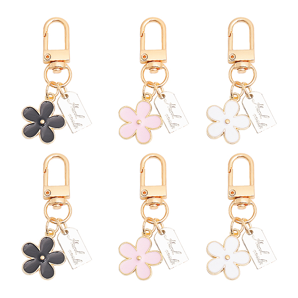 

PandaHall Globleland 6Pcs 3 Colors Daisy Alloy Enamel Pendant Keychain with Arch Charm, for Handbag Backpack Car Key Decoration, Mixed Color..., Multicolor