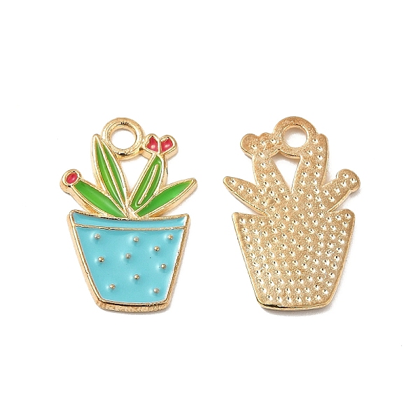 

PandaHall Alloy Enamel Pendants, Potted Plant Charm, Golden, Cyan, 22x14.5x1.5mm, Hole: 2.5mm Alloy+Enamel Others Cyan
