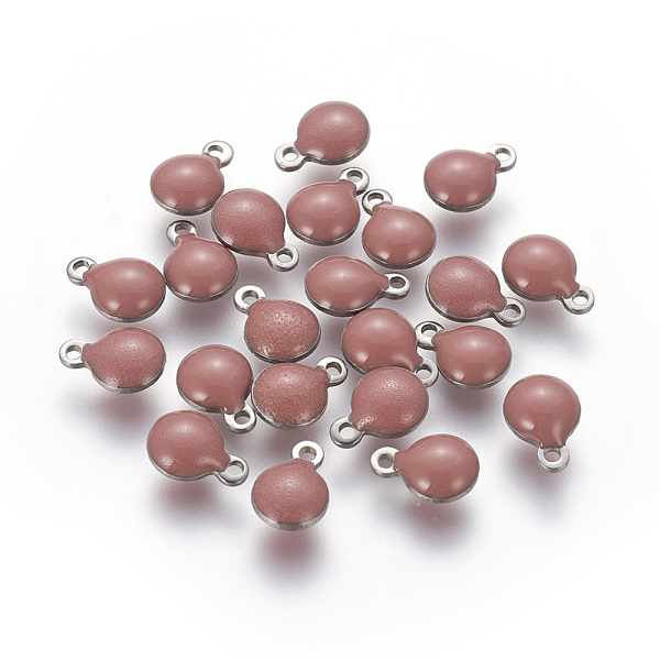 

PandaHall 304 Stainless Steel Enamel Charms, Enamelled Sequins, Flat Round, Stainless Steel Color, Camel, 10.5x8x3~3.5mm, Hole: 1.2mm..., Brown