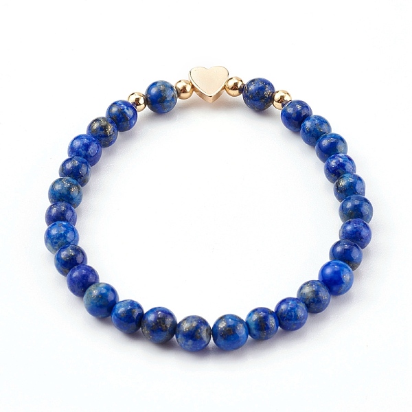 

PandaHall Round Natural Gemstone Beaded Stretch Bracelets, with Non-magnetic Synthetic Hematite Heart Beads, Golden, Inner Diameter: 2-1/4...