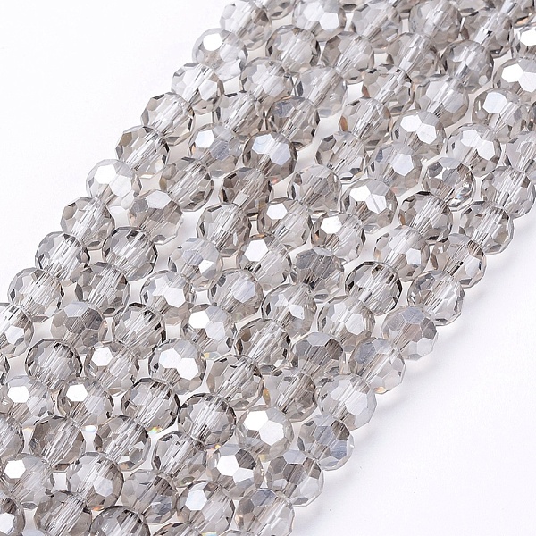 

PandaHall Glass Beads Strands, Faceted(32 Facets), Round, Gainsboro, 6mm, Hole: 1.2mm, about 88~91pcs/strand, 19.49 inch~20.08 inch..., Gray