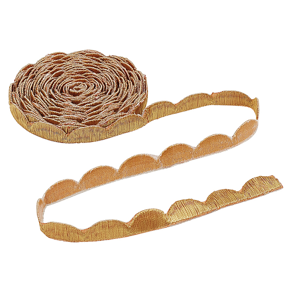 

PandaHall About 3.7 Yards Gold Embroidery Polyester Ribbons, 0.39 Inch Wide Wavy Embroidery Sewing Ribbon Iron on/Sew on Polyester Ethnic...