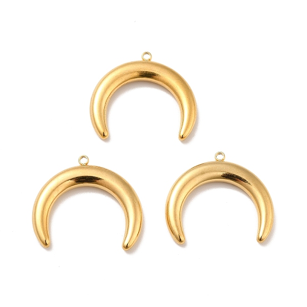 

PandaHall Ion Plating(IP) 304 Stainless Steel Pendants, Real 18K Gold Plated, Double Horn/Crescent Moon, 21.5x24x3.5mm, Hole: 1.5mm 304...