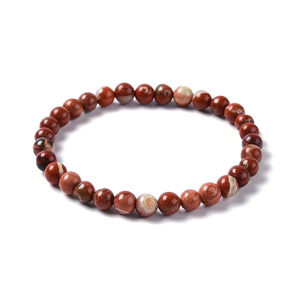 Bracelets Extensibles En Perles De Jaspe Rouge Naturel