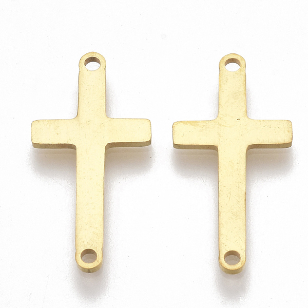 

PandaHall 201 Stainless Steel Links connectors, Laser Cut Links, Sideways Cross, Golden, 22x11x1mm, Hole: 1mm 201 Stainless Steel Cross