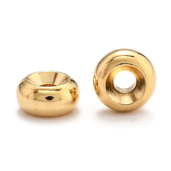 

PandaHall Brass Spacer Beads, Long-Lasting Plated, Flat Round, Real 24K Gold Plated, 6x3mm, Hole: 1.5mm Brass Flat Round