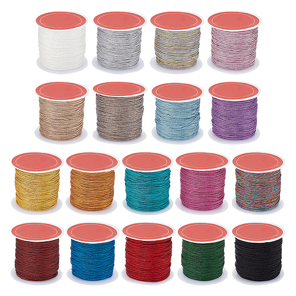 

PandaHall BENECREAT 18 Rolls 492.12Yards Round Metallic Cord, 18 Colors 12-Ply 0.8mm String Craft Braided Thread for Jewelry Making Necklace..., Multicolor
