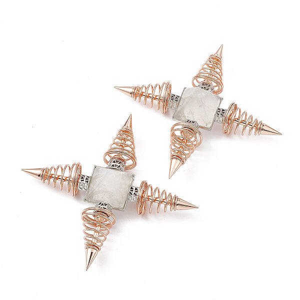 

PandaHall Rose Gold Brass Spritual Energy Generator, with Natural Quartz Crystal Pyramid and Conductive Coils, for Body Healing, Reiki...