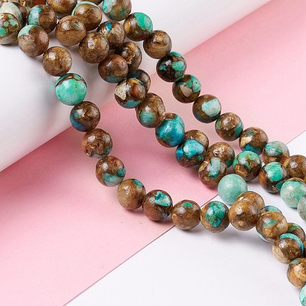 

PandaHall Assembled Natural Bronzite & Orange Quartz & Synthetic Gemstone Beads Strands, Round, Orange, 8mm, Hole: 1.2mm, about...