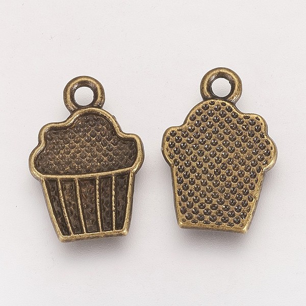 

PandaHall Tibetan Style Alloy Drink Charms, Cadmium Free & Lead Free, Cupcake, Antique Bronze, 16x11x2mm, Hole: 1.5mm Alloy Food