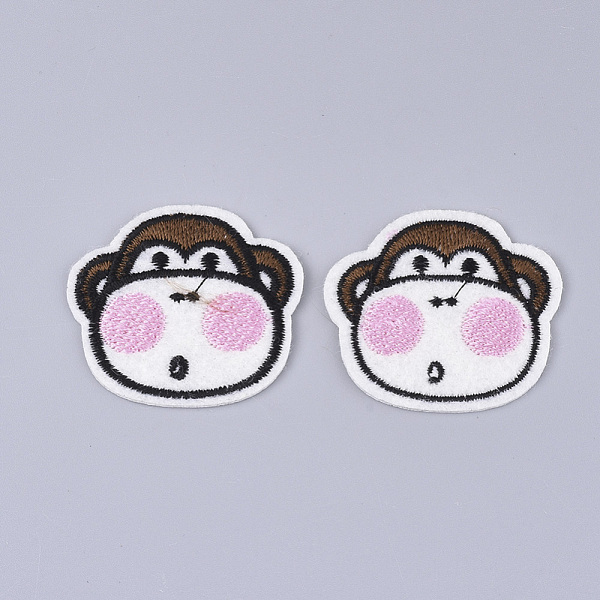 PandaHall Computerized Embroidery Cloth Iron on/Sew on Patches, Appliques, Costume Accessories, Appliques, Monkey, Colorful, 38x42x1.5mm...