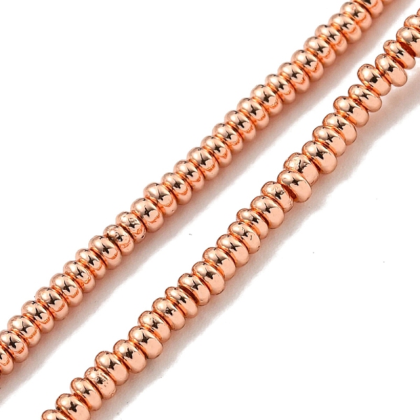 

PandaHall Electroplated Synthetic Non-Magnetic Hematite Beads Strands, Rondelle, Rose Gold Plated, 5x3x1mm, Hole: 0.7mm, about 401pcs/strand...