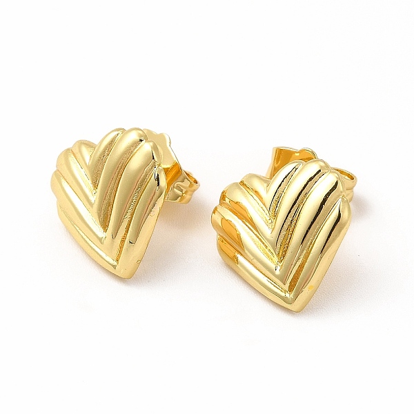 Boucles D'oreilles En Laiton Placage Coeur Pour Femmes