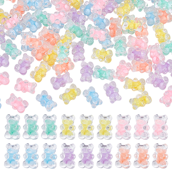 150個6色透明アクリルビーズ