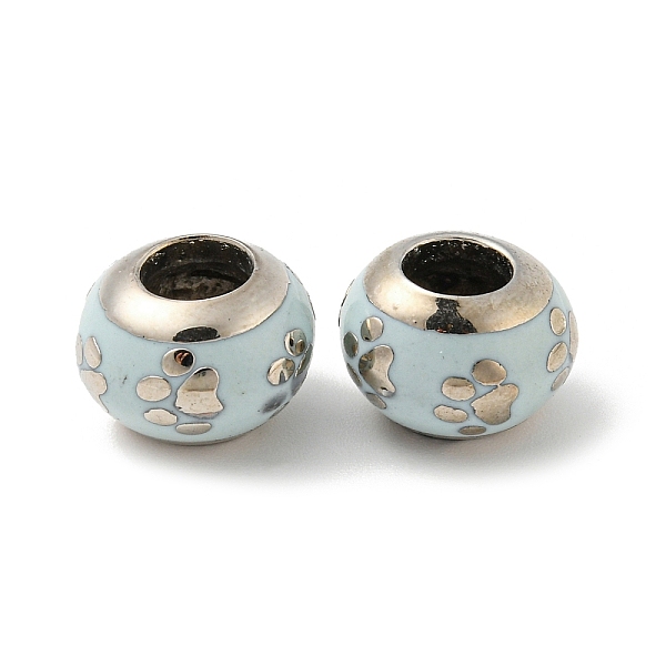 

PandaHall Platinum Tone Alloy Enamel European Beads, Large Hole Beads, Rondelle with Paw Print, Light Blue, 12x8.5mm, Hole: 5mm Alloy+Enamel...