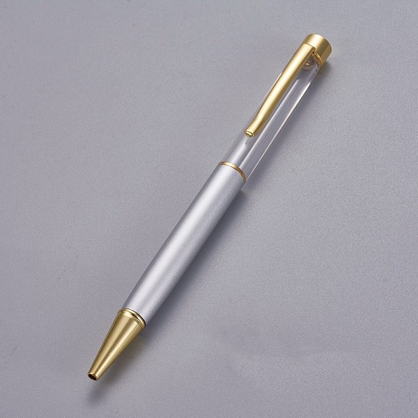 

PandaHall Creative Empty Tube Ballpoint Pens, with Black Ink Pen Refill Inside, for DIY Glitter Epoxy Resin Crystal Ballpoint Pen Herbarium..., Silver
