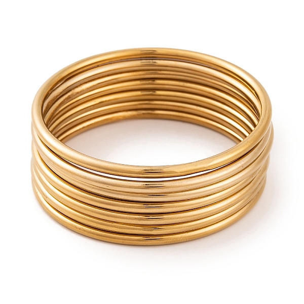 

PandaHall 7 cs Vacuum Plating 304 Stainless Steel Bangles Set for Women, Golden, 2mm, Inner Diameter: 2-1/2 inch(6.3cm) 304 Stainless Steel...