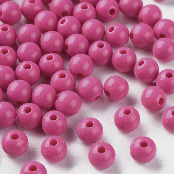 

PandaHall Opaque Acrylic Beads, Round, Camellia, 8x7mm, Hole: 2mm, about 1745pcs/500g Acrylic Round Pink
