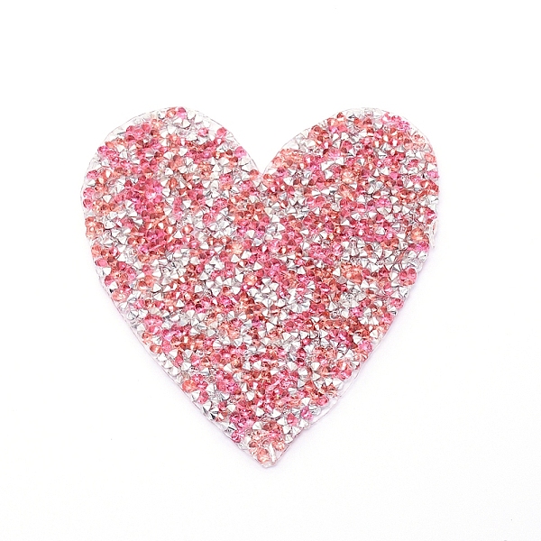 

PandaHall Glitter Hotfix Rhinestone, Hot Melt Adhesive on the Back, Costume Accessories, Heart, Light Rose, 90x85x2.5mm Resin Rhinestone..., Pink