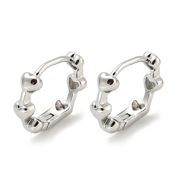 

PandaHall Brass Hoop Earrings, Real Platinum Plated, 12x3.5mm Brass Heart
